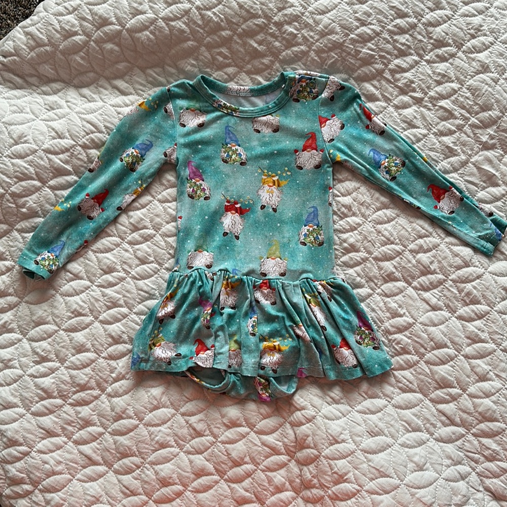Posh peanut Christmas gnomes skirt romper